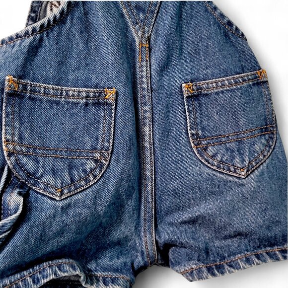 Vintage Ralph Lauren Baby Denim Bib Overalls 3–6M | Med Wash, Adj Straps & Snaps - Picture 7 of 12